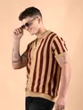 Maroon Striped Flat Knit Shirt